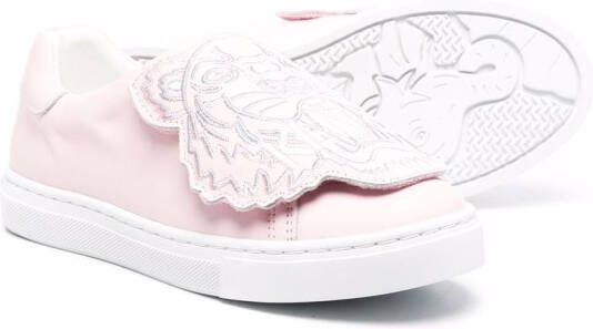 Kenzo Kids embroidered tiger slip-on sneakers Pink