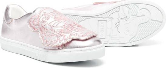 Kenzo Kids embroidered-tiger slip-on sneakers Pink
