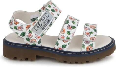 Kenzo Kids floral-motif leather sandals White