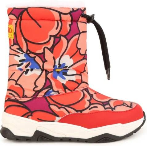 Kenzo Kids floral-print snow boots Orange