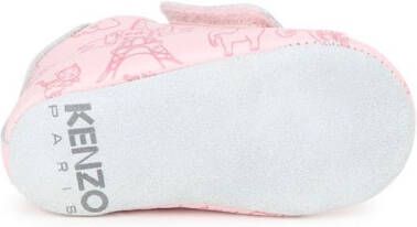 Kenzo Kids graphic-print touch-strap slippers Pink
