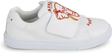 Kenzo Kids graphic-print touch-strap sneakers White