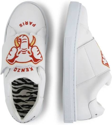 Kenzo Kids graphic-print touch-strap sneakers White