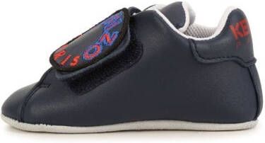 Kenzo Kids logo-embroidered leather sneakers Blue