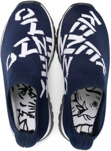 Kenzo Kids logo-jacquard sock-style sneakers Blue