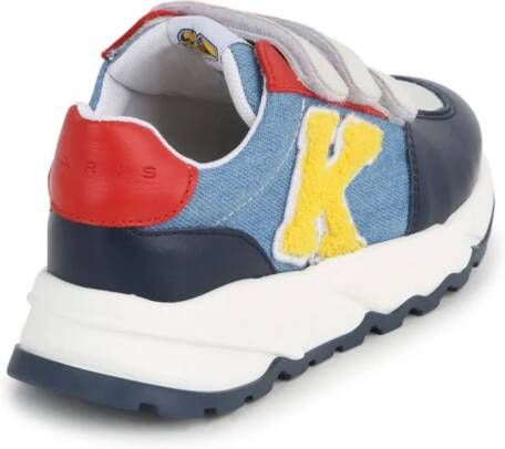 Kenzo Kids logo-patch leather sneakers Blue