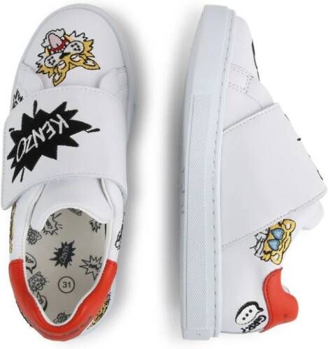 Kenzo Kids logo-patch leather sneakers White