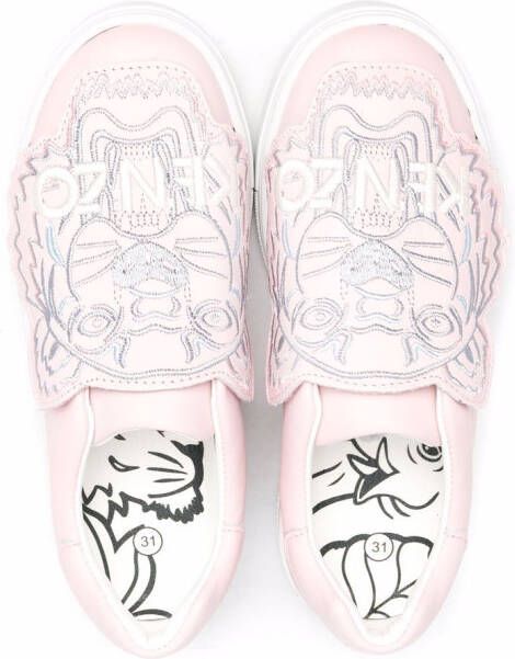 Kenzo Kids logo-patch slip-on sneakers Pink