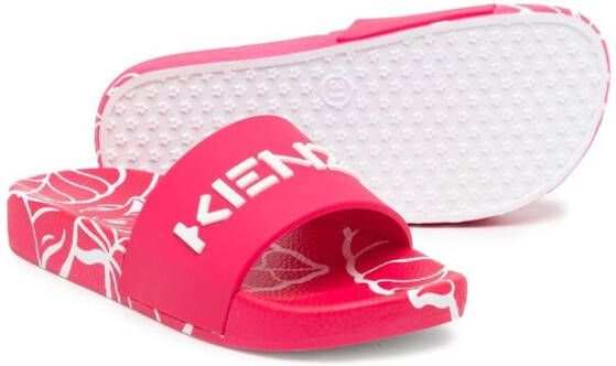 Kenzo Kids logo-print detail pool slides Pink