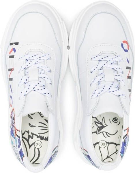 Kenzo Kids logo print lace-up sneakers White