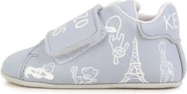 Kenzo Kids logo-print leather slippers Blue