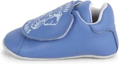 Kenzo Kids logo-print leather slippers Blue
