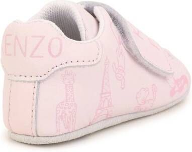 Kenzo Kids logo-print leather slippers Pink