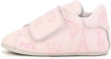 Kenzo Kids logo-print leather slippers Pink