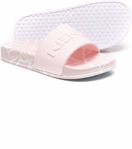 Kenzo Kids logo-print slip-on sandals Pink