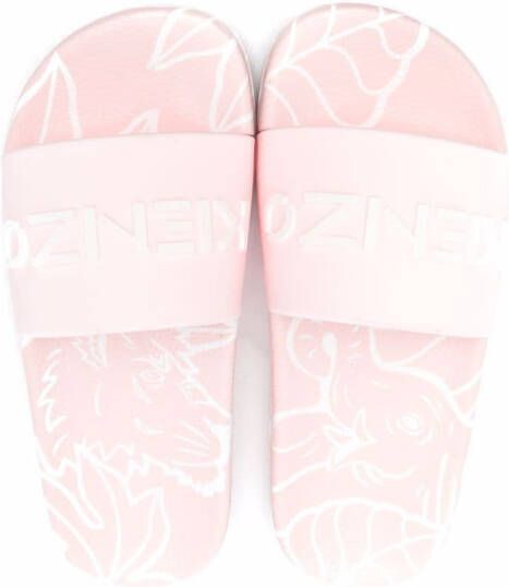 Kenzo Kids logo-print slip-on sandals Pink
