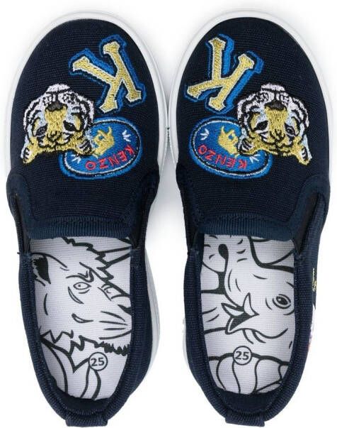 Kenzo Kids logo-print slip-on sneakers Blue