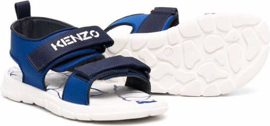 Kenzo Kids logo-print touch-strap sandals Blue