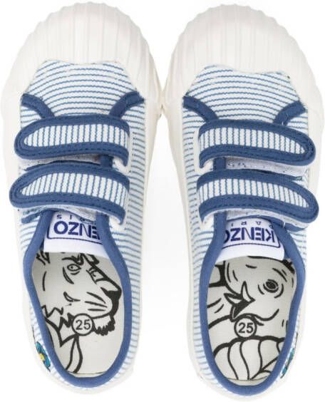 Kenzo Kids Poppy embroidered stripe trainers Blue