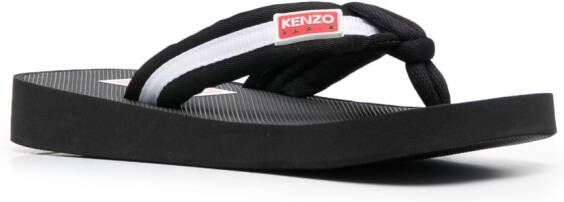 Kenzo logo-patch striped flip flops Black