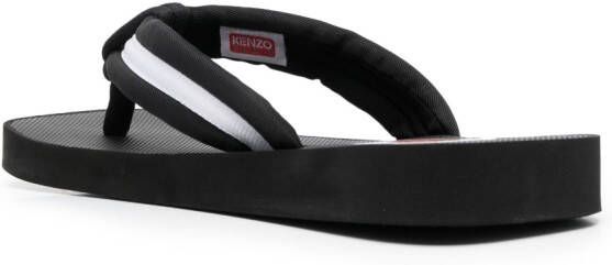Kenzo logo-patch striped flip flops Black