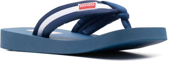 Kenzo logo-patch striped flip flops Blue