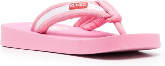 Kenzo logo-patch striped flip flops Pink