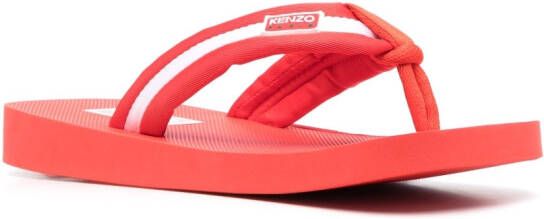 Kenzo logo-patch striped flip flops Red