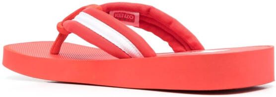 Kenzo logo-patch striped flip flops Red