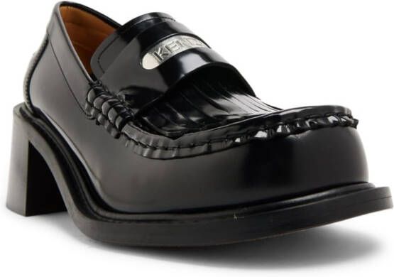 Kenzo logo-plaque leather loafers Black