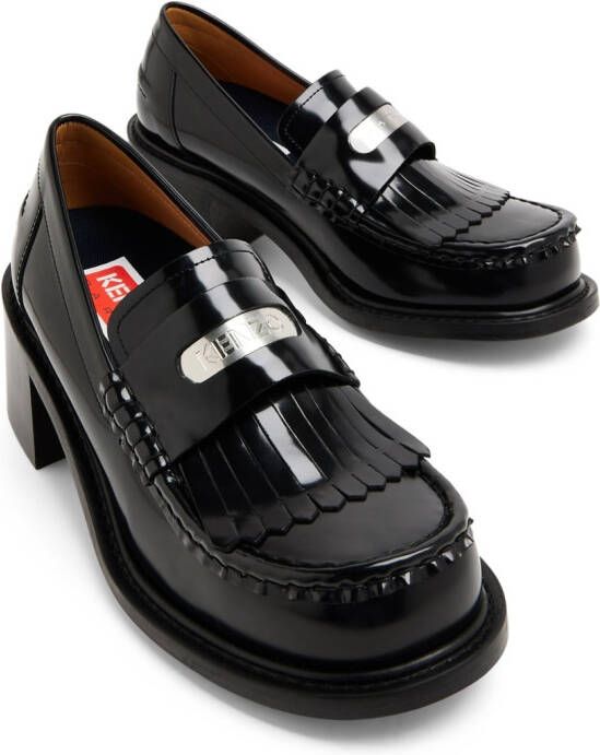 Kenzo logo-plaque leather loafers Black