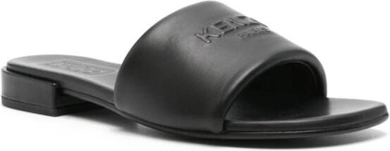 Kenzo Oki leather flat sandals Black
