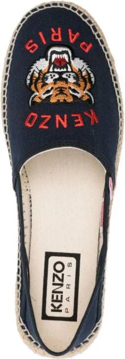 Kenzo tiger embroidered cotton espadrilles Blue