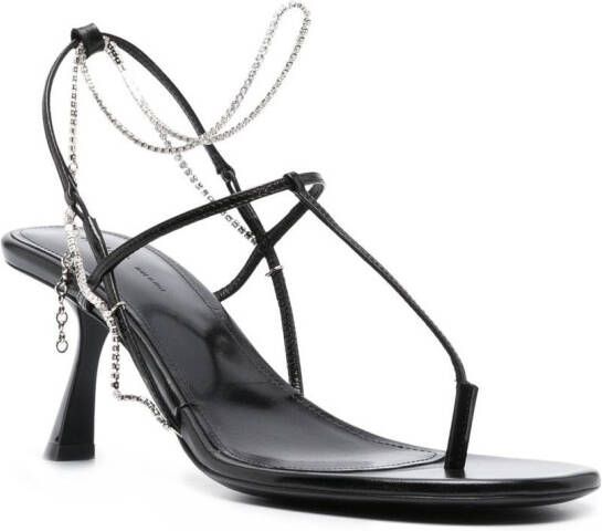 KHAITE Linden 65mm crystal-chain sandals Black