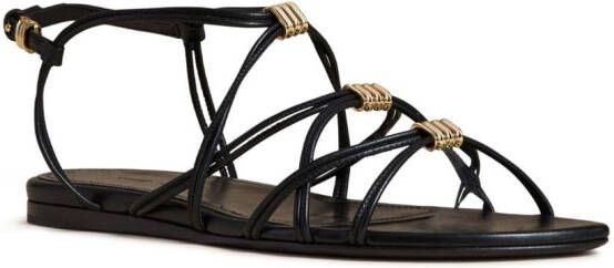 KHAITE Louisa leather flat sandals Black
