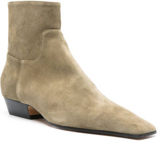 KHAITE Marfa 25mm suede ankle boots Green