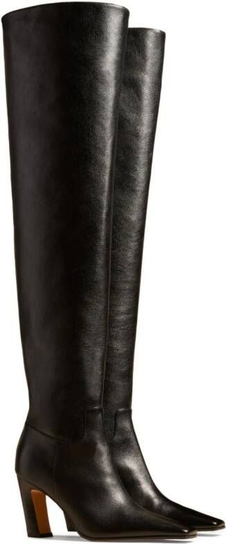 KHAITE Marfa 85mm leather over-the-knee boots Black
