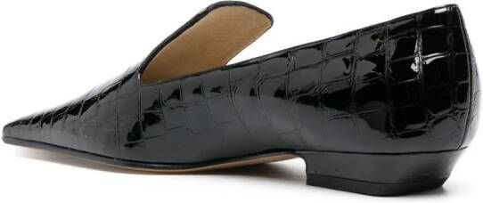 KHAITE Marfa crocodile-effect leather loafers Black