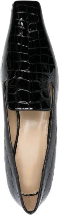 KHAITE Marfa crocodile-effect leather loafers Black