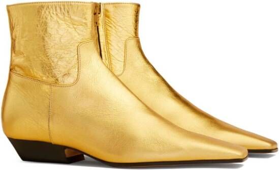 KHAITE Marfa leather ankle boots Gold