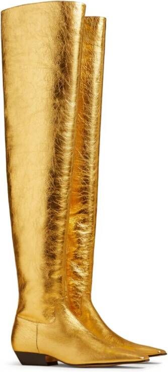 KHAITE Marfa metallic leather boots Gold