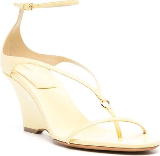 KHAITE Marion leather wedge sandals Yellow