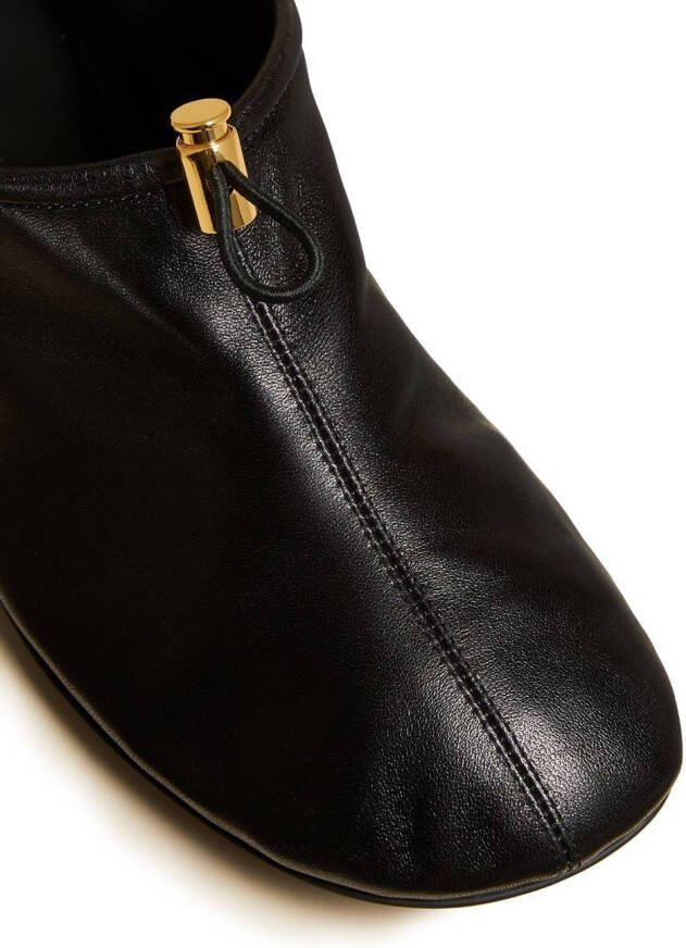 KHAITE Meadow drawstring ballerina shoes Black