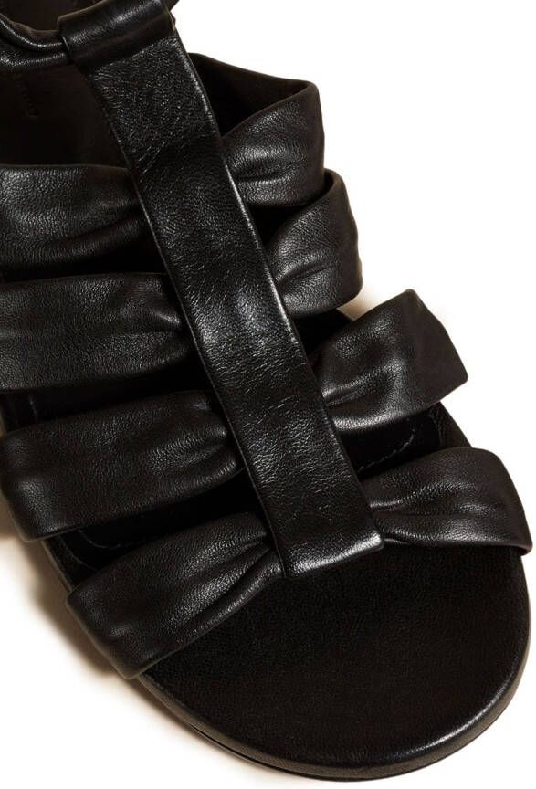 KHAITE Perth flat leather sandals Black