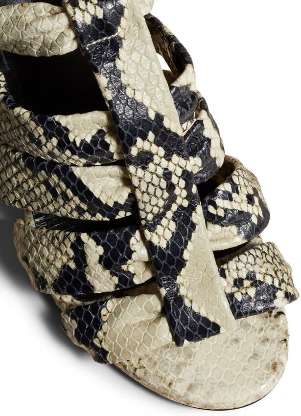 KHAITE Perth snakeskin-print 80mm sandals Neutrals
