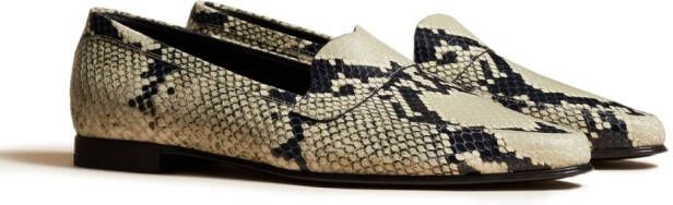 KHAITE Pippen snake-print loafers White