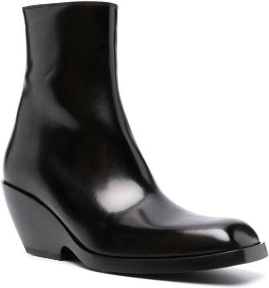 KHAITE square-toe ankle boots Black