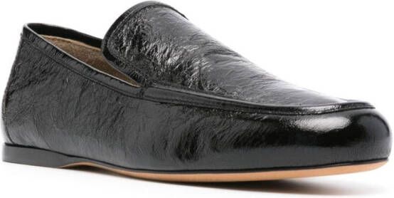 KHAITE The Alessia crinkled loafers Black
