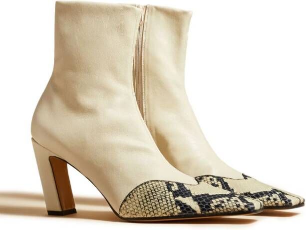 KHAITE The Dallas embossed python-print boots Neutrals