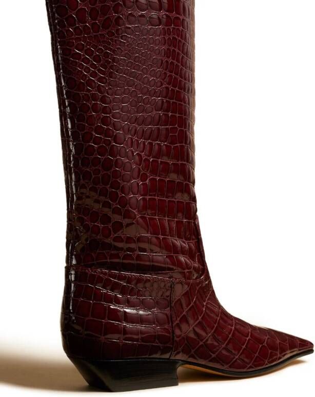 KHAITE The Marfa crocodile-effect boots Red